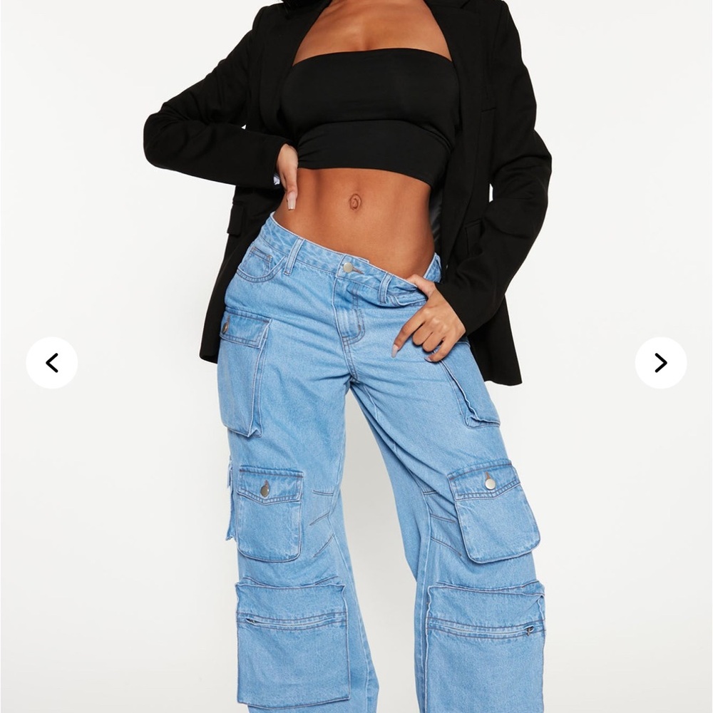 Fashion Nova Light Blue Cargo Jeans